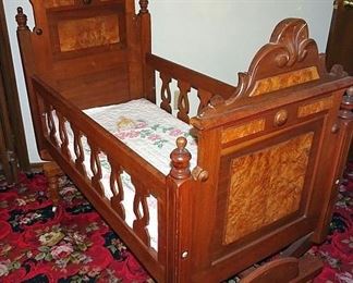 Walnut Victorian Platform Cradle