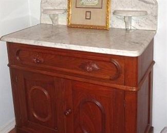 Walnut Victorian Marble Top Washstand