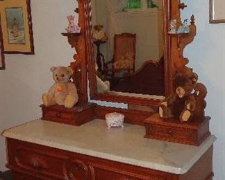 Walnut Victorian Marble Top Dresser