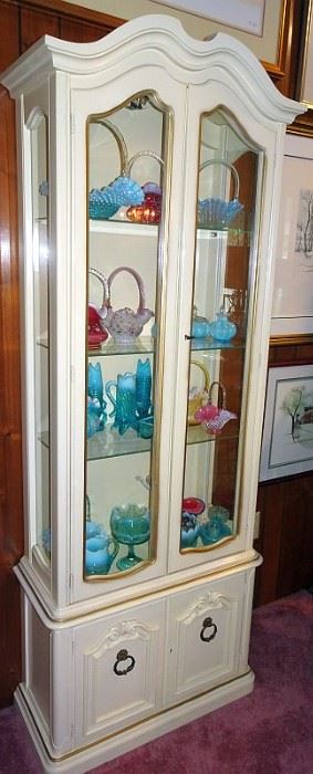 Pair of White French Style Curio Cabinets
