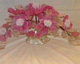 Glass Floral Centerpiece & Candle Holders