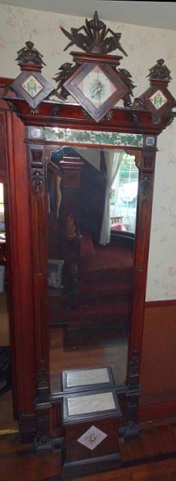 Tall Marble Top Pier Mirror W/ Tiles