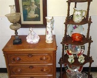 Walnut Victorian Washstand & What Not Shelf