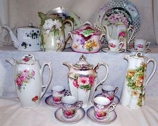 Hand Painted China, Chocolate & Tea Pots, Cracker Jars, Plates