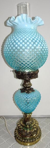 Blue Opalescent Fenton Lamp