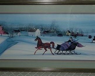 P. Buckley Moss "Iowa Sleigh Ride" Artist Signed & Numbered