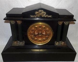 Ansonia Black Marble Mantle Clock