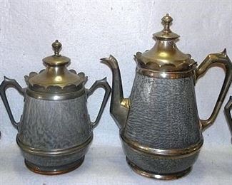 Grey Granite & Pewter Coffee Set