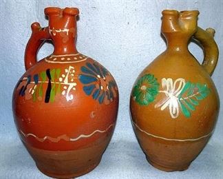 Redware Decorated Wine Jugs