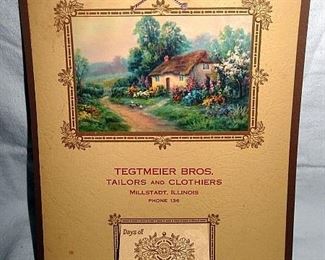 Tegtmeier Tailors & Clothiers, Millstadt, Illinois Advertising Calendar