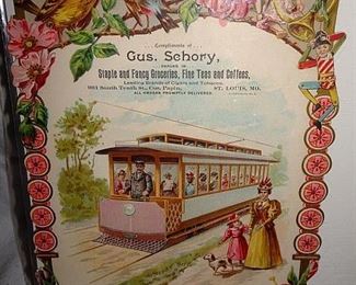 Gus Schory Grocers, Fine Teas & Coffees Die Cut Advertising