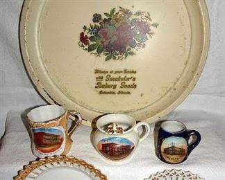Advertising Souvenir Plates, Mugs, St. Louis, East St. Louis, Columbia, IL