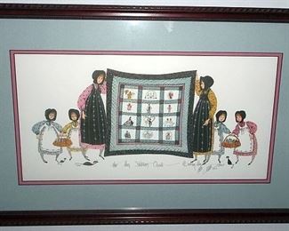 P. Buckley Moss "The Moss Stitcher's Quilt" Artist Signed & Numbered