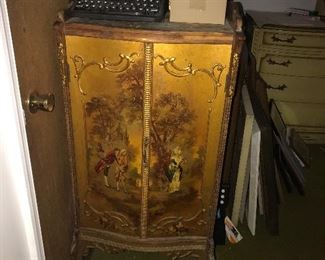 Vintage gold gilt sheet music cabinet 
 Vernis Martin