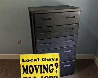 Asking $145. Very sturdy cargo style chest of drawers. Matches twin bed. Built by the same company.