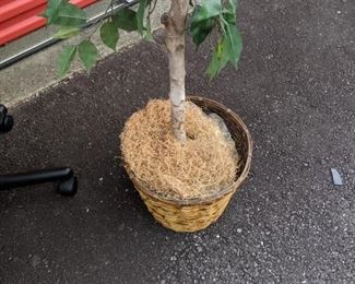 Wicker basket and straw to disguise the weight in the base.