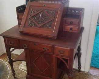 Very rare etched wood desk