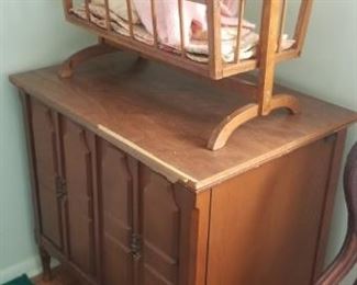 60 year old vintage handmade cradle for doll