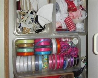ribbons, fabric, crafting supplies, quilt supplies