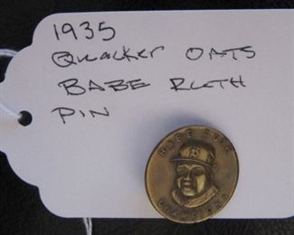 1935 Babe Ruth pin from Quaker Oats box