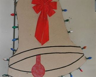 Homemade Wooden Bell Lawn Ornament with Lights
