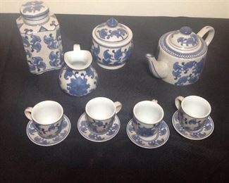 Blue and White Tea Set