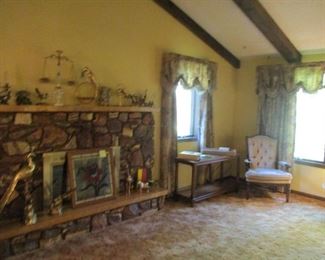 Sofa table, arm chair