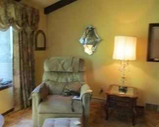 Lift chair, Venetian glass mirror/clock