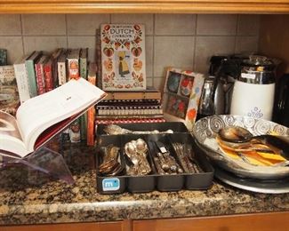 Cookbooks, Flatware and Coffee Pots
