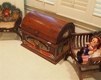 Carved Noah's Art Children's Furniture and Toy Trunk