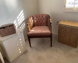 Wicker hampers and chair