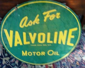 1956 VINTAGE VALVOLINE MOTOR OIL SIGN HANGING REVERSE