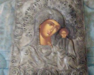 VINTAGE SILVER GREEK ORTHODOX ICON