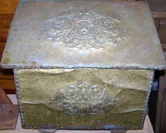 Victorian Brass Kindling Box