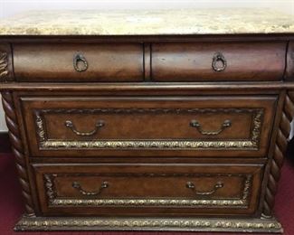Lovely side buffet, marble top, 4 drawers
