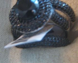 Black Spinel  Sterling Ring Set