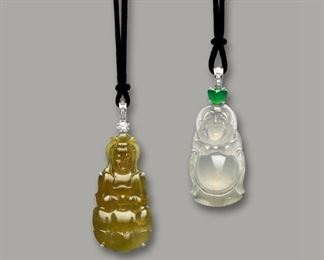 Lot 128 Jadeite Glass Pendant SetGIA