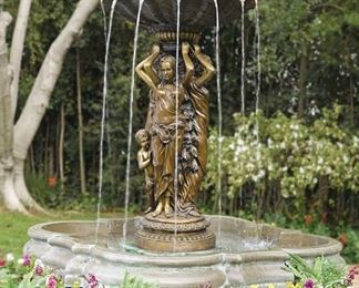 LOT532 BRONZE WOMAN IN PARADISE FOUNTAIN