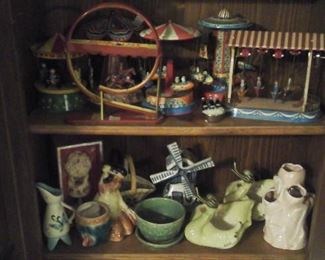 Tin toys, Hull, Shawnee, Niloak Ozark pottery