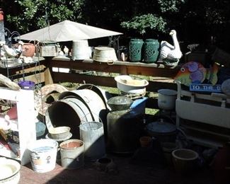 Galvanized buckets,  wash tubs and more