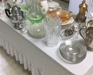 Glassware including Depression/Floral Vases/Luncheon Plates