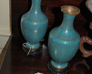 Cloisonné vase pair