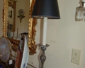 Pair of silver candlestick lamps