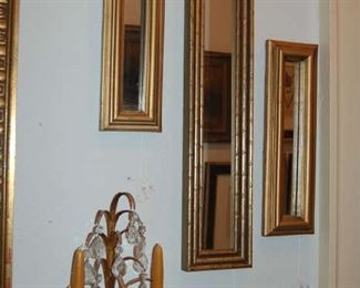 Mirrors and crystal candle sconce