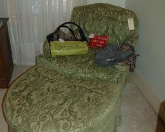 Upholstered chair with ottoman
