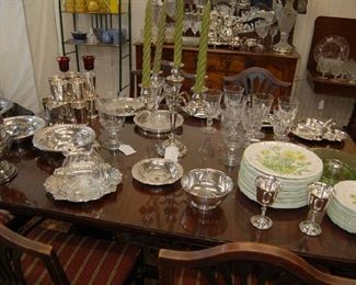 Stacks of plates, silver-plate