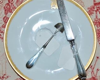 Sterling cheese scoop and knife