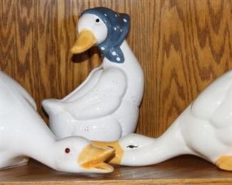 Close up ceramic ducks.