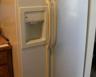 Double wide refrigerator with ice maker and water dispenser.  Also very nice.