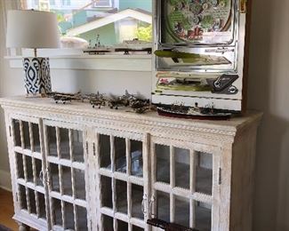 glass fronted cabinet - great or storage or display 72" x 44"h x 17"d asking $580